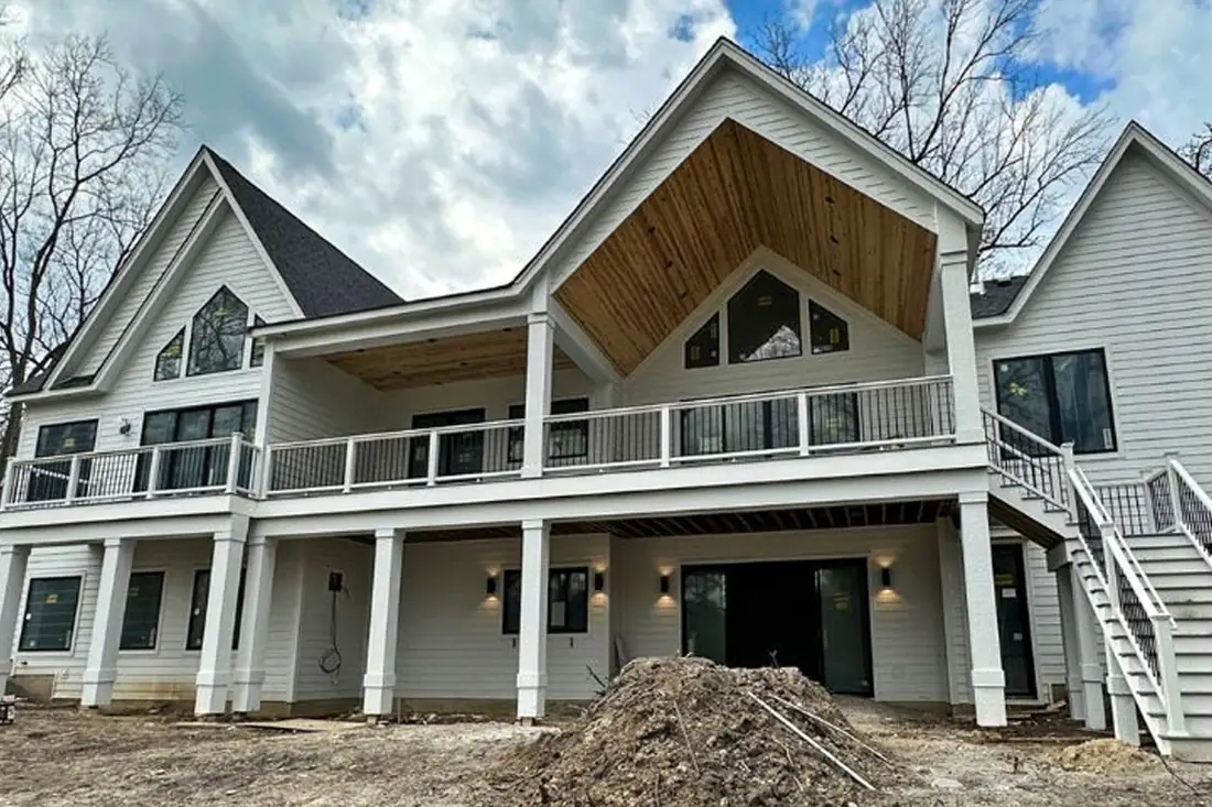 Rear elevation of a Skycrest Homes custom home still under construction