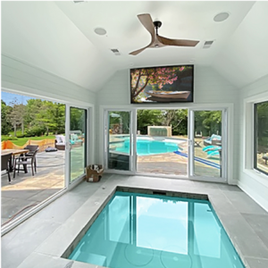 Luxury indoor pool and spa room in a Chicago home building and remodeling project